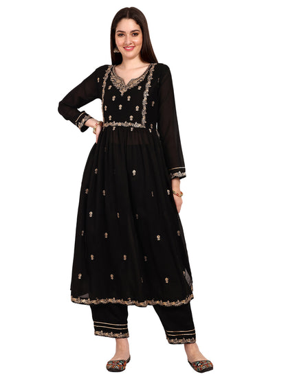 Women Embroidered Vichitra Silk kurta Pant set