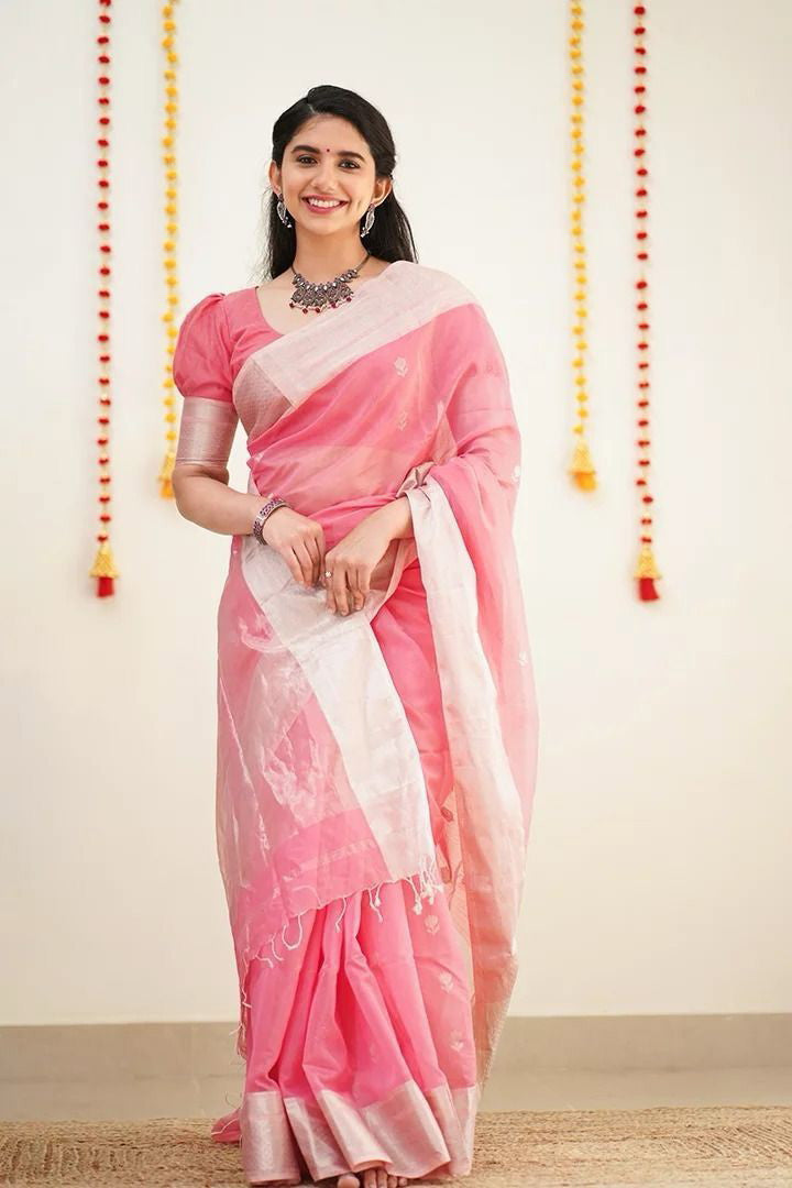 Beautiful  Multicolour Soft Lichi Silk Saree