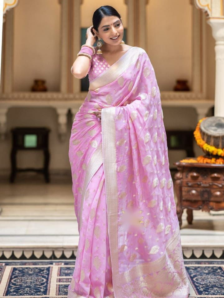 Beautiful Soft Lichi Silk Saree With Jacquard Work