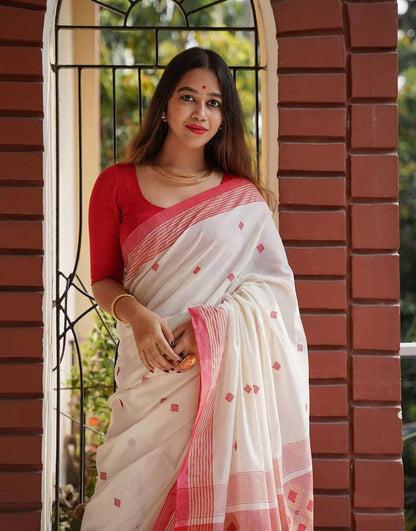 Beautiful Special Lilan Soft Cotton Saree With Jacquard Work