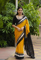 New Design Launch Saree With All Over Digital Print And zari patta borders