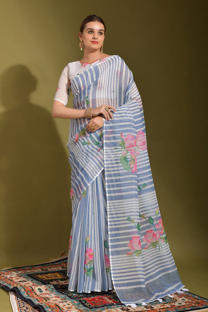 Beautiful Designer Saree With All Over Digital Floral Print