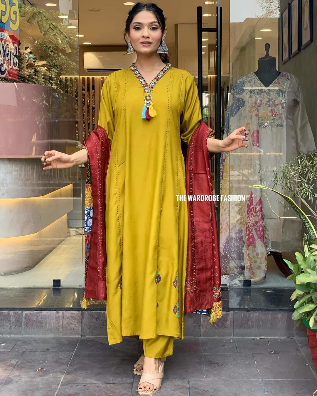 Mustard Yellow Simple Beautiful Kurta Set with Bottom and Dupatta