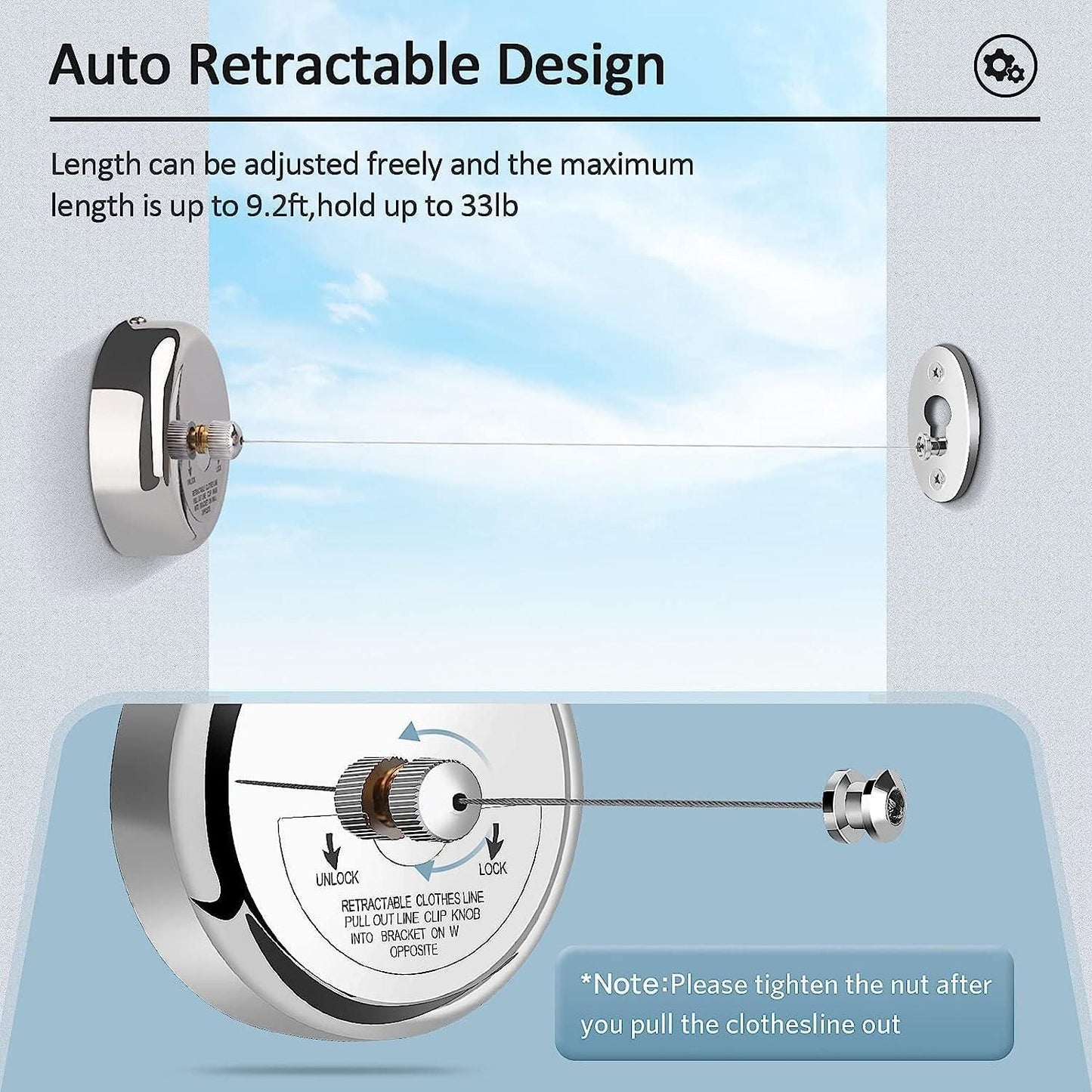 Stainless Steel Retractable Adjustable Clothesline