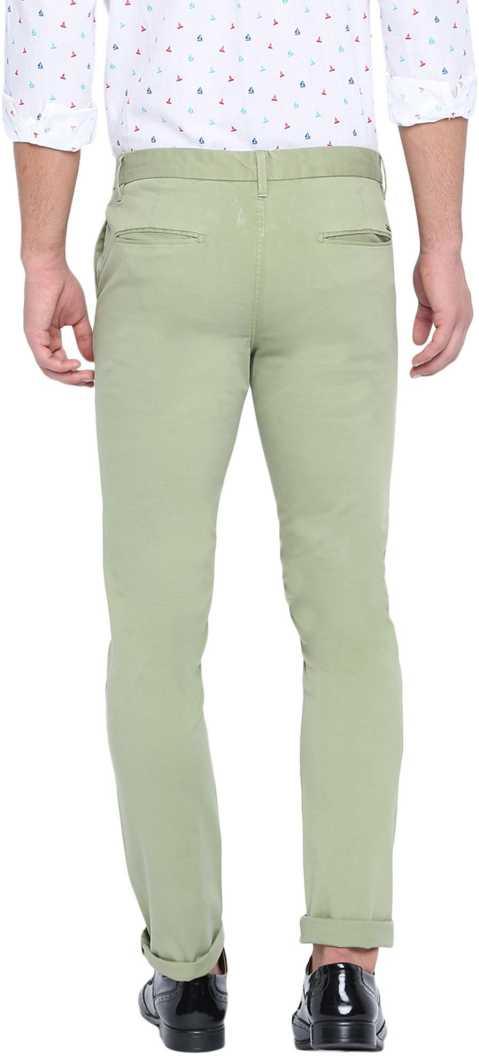 Lycra Blend Solid Slim Fit Mens Casual Trousers