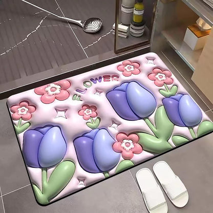 Anti Skid Water Soak 3D Bathroom Mat Set