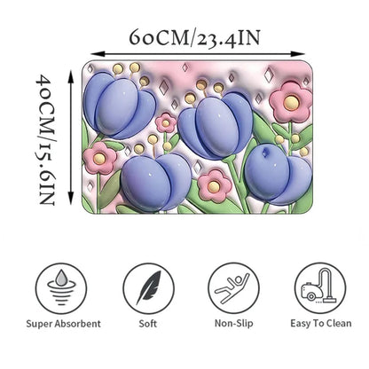 Anti Skid Water Soak 3D Bathroom Mat Set