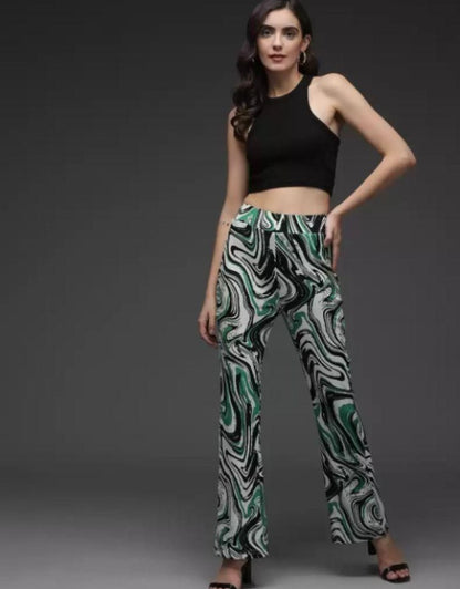 DARZI WOMEN'S LYCRA BLEND PRINTED TROUSER PANT