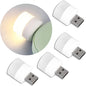 Portable Home USB Night Lights | USB Atmosphere Light Bulbs For Bathroom Car Nursery Kitchen , White Light Pack (4)