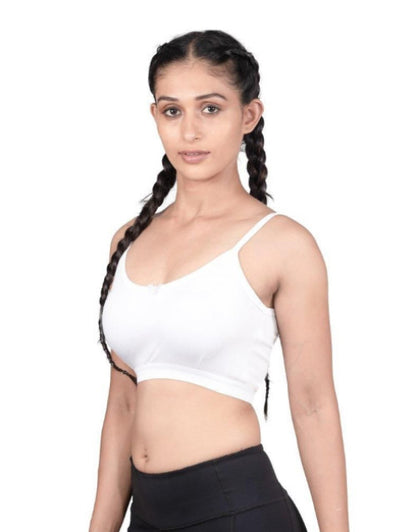 SET OF 2 WOMEN'S COTTON SOLID NON-PADDED SPORTS BRA