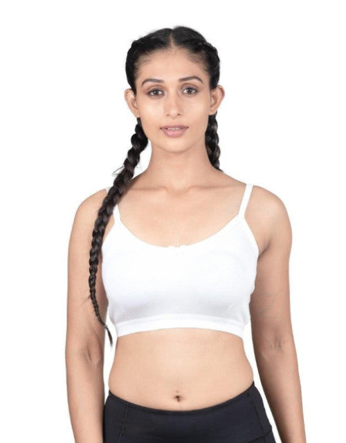 SET OF 2 WOMEN'S COTTON SOLID NON-PADDED SPORTS BRA