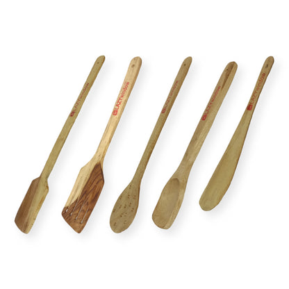 Pack Of 5 Kitchen Wooden Skimmer and Serving Spoons (Big size)