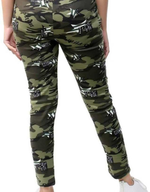 WOMEN'S COTTON BLEND CAMOUFLAGE TRACK PANT