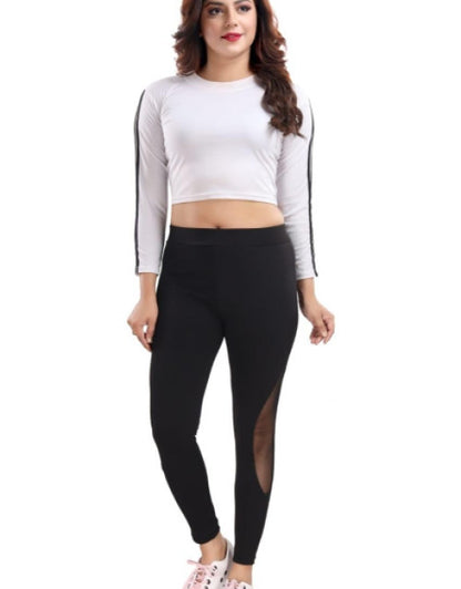 WOMEN'S COTTON NET MID-WAIST JEGGING