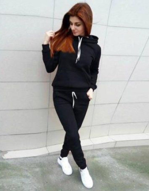 WOMEN'S COTTON RIB SOLID TRACK SUIT