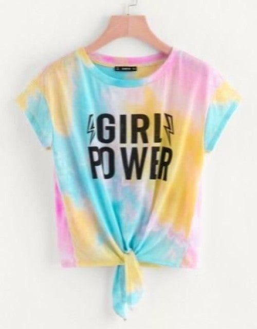 WOMEN'S HOSIERY TIE DYE PRINTED REGULAR T-SHIRT