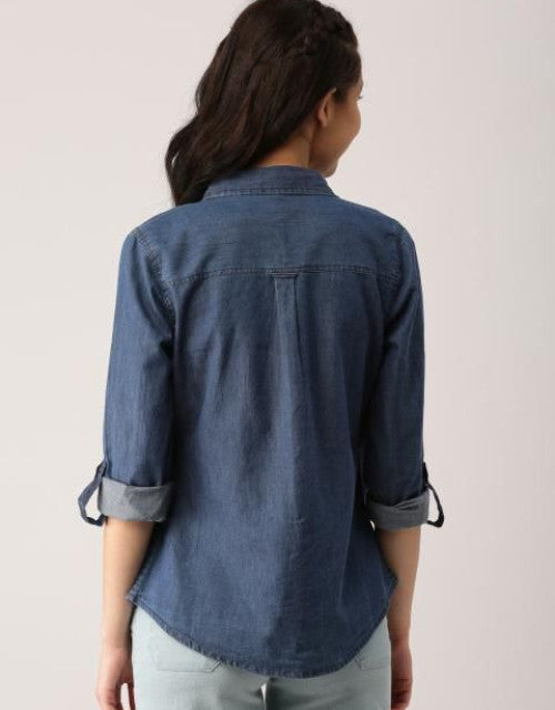 WOMEN'S SOLID DENIM SHIRT