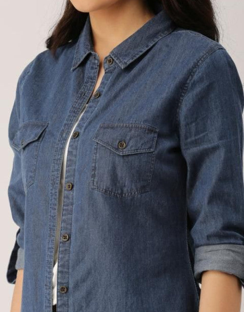 WOMEN'S SOLID DENIM SHIRT