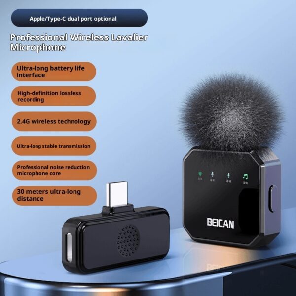 Wireless Microphone Lapel  Recording Device Clip-on Mobile Phone Video Recording Broadcast
